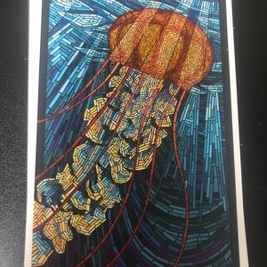 Lantern Press, Jellyfish, Paper Mosaic, Postcard